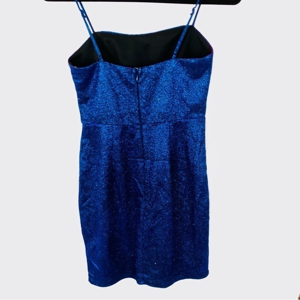 Lulus Sensation Blue purple shift glitter body con mini dress womens XS prom - Picture 13 of 16